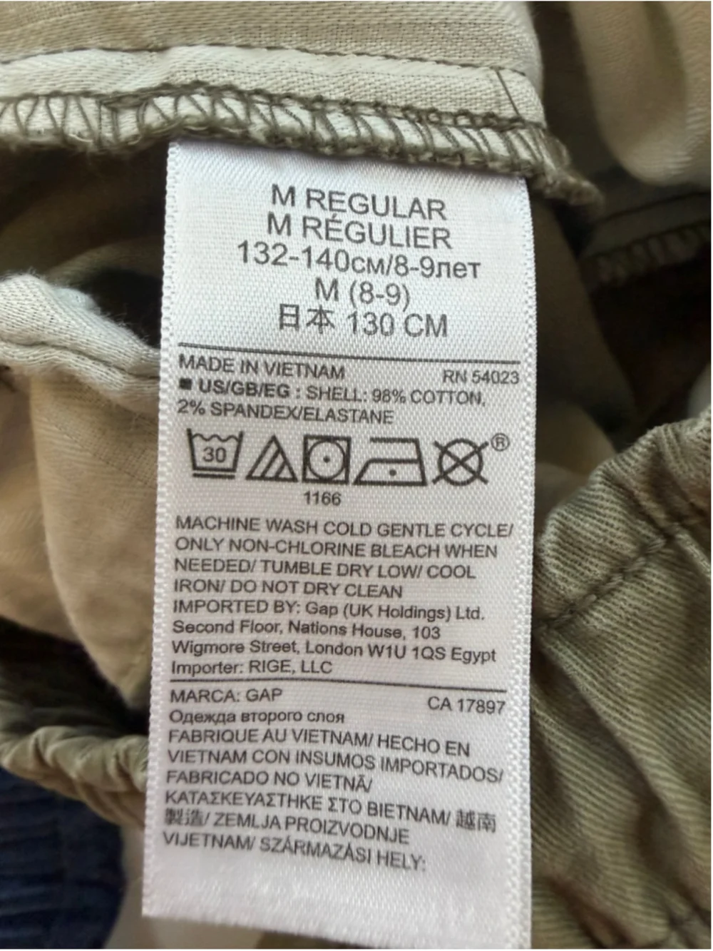 Lot of 2 Gap Kids Moto Jogger Pants Boy in Denim and Olive Green Size M (8-9)